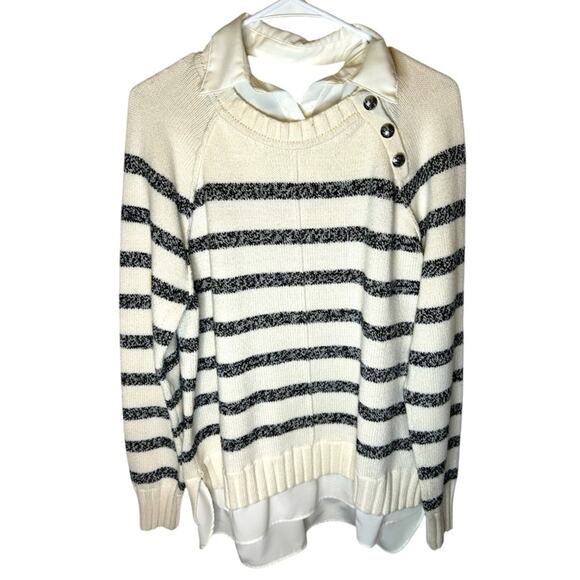 Lauren Ralph Lauren ivory striped nautical fisherman dickie sweater. Size XL/16 - Picture 1 of 6